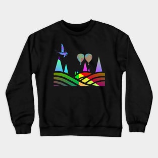 Fantasy Landscape with Flying Balloons Crewneck Sweatshirt